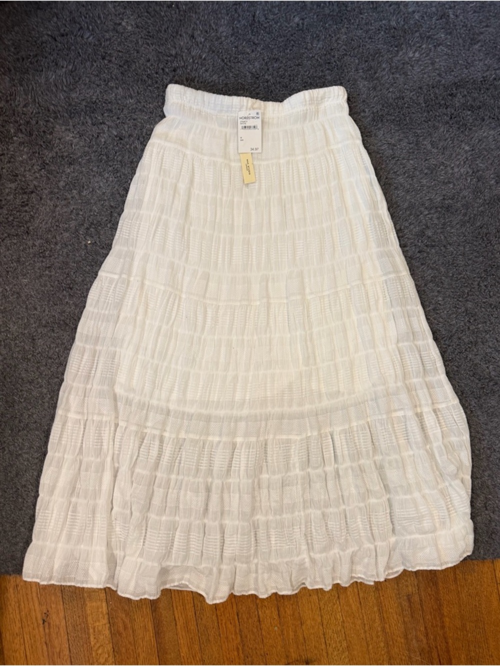 Max Studio White Tiered Gauze Maxi Skirt